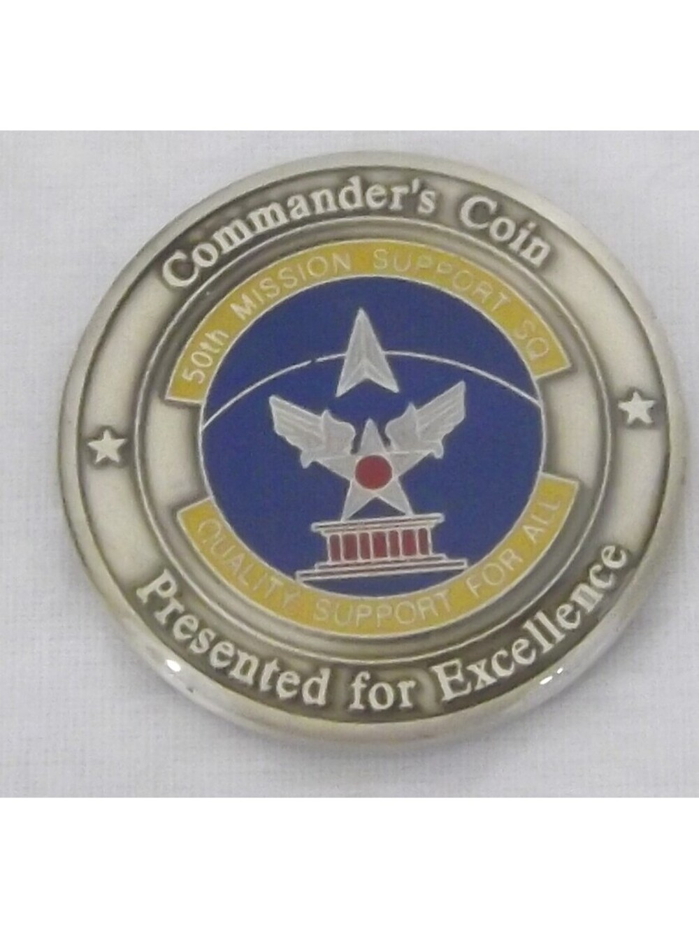 COMMANDER'S Coin Presented For Excellence 50th Support Quality Sworn to Fun